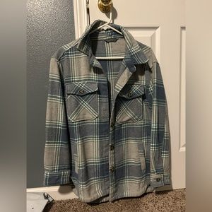 Oversized Blue and Gray Flannel Shacked